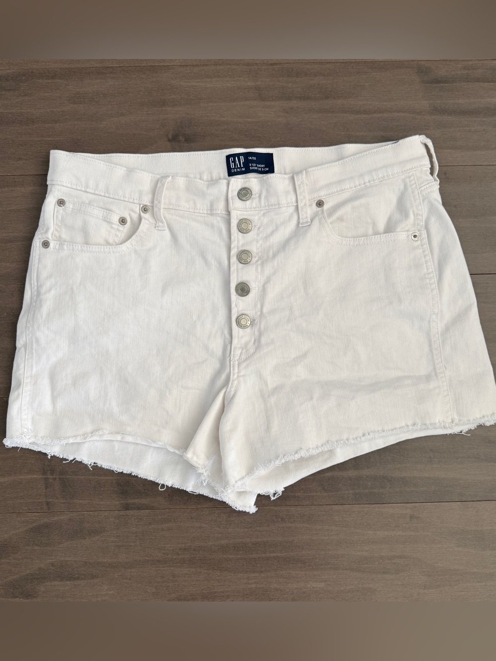 GAP White High-Rise Button-Fly Denim Shorts 14/32